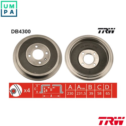 Brake drum db4300 - 2x, vw