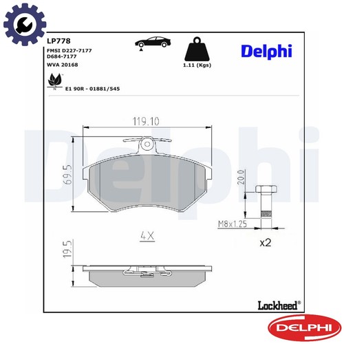 Brake pad set - pad, lp778
