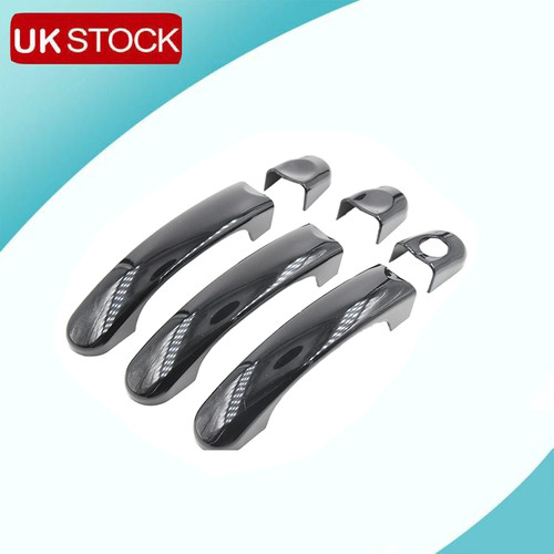 6pc gloss black door handle - black,